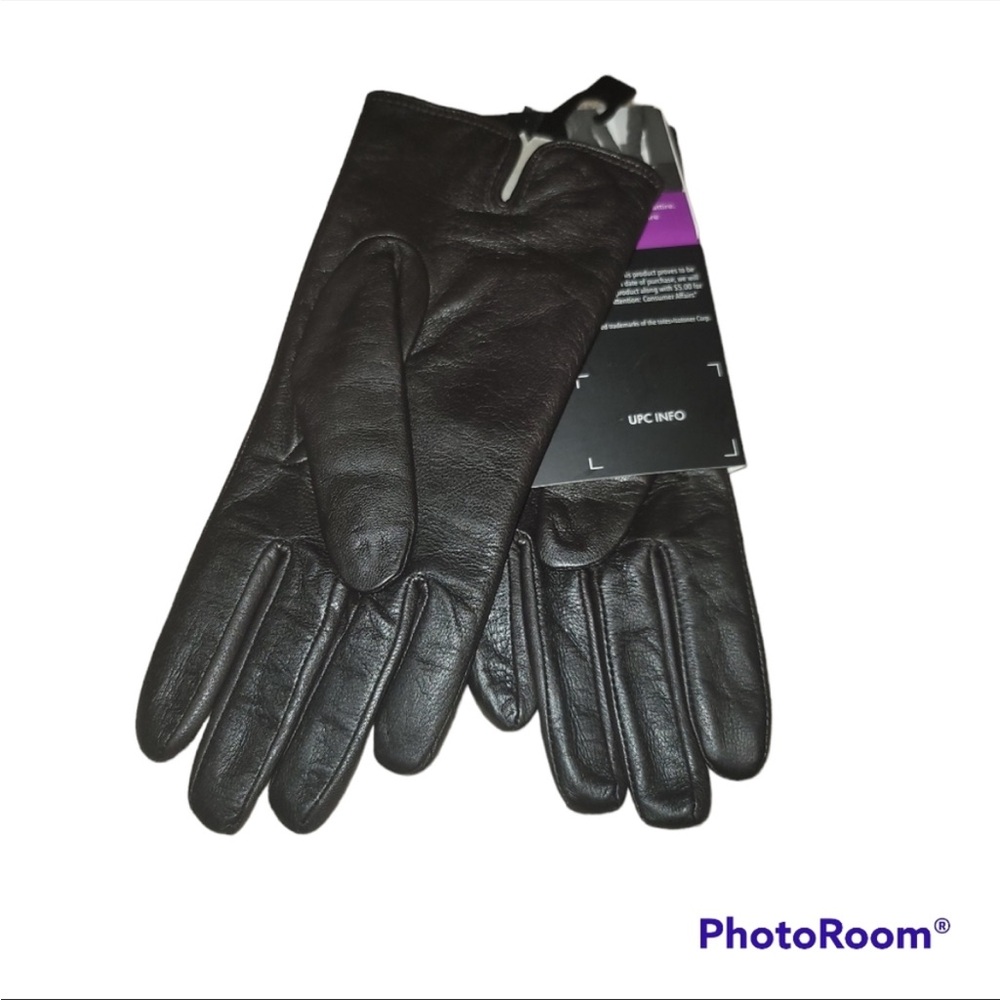 NWT Isotoner Black 100% Leather Gloves Size 8